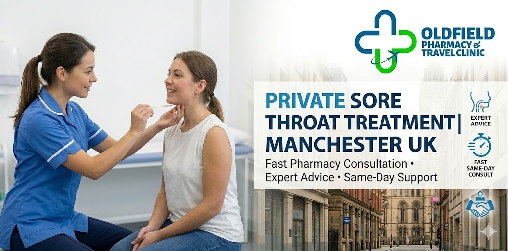 Private Sore Throat Treatment Manchester | Oldfield Pharmacy